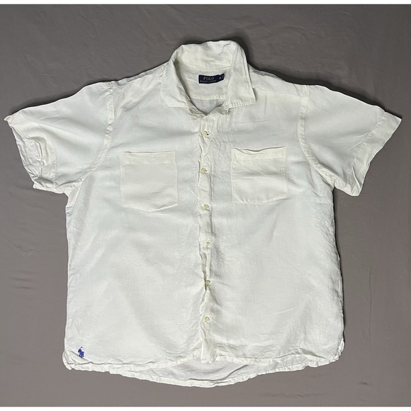 Polo Ralph Lauren Other - Polo Ralph Lauren Linen Silk Shirt Men's Size XL White Short Sleeve Button Up